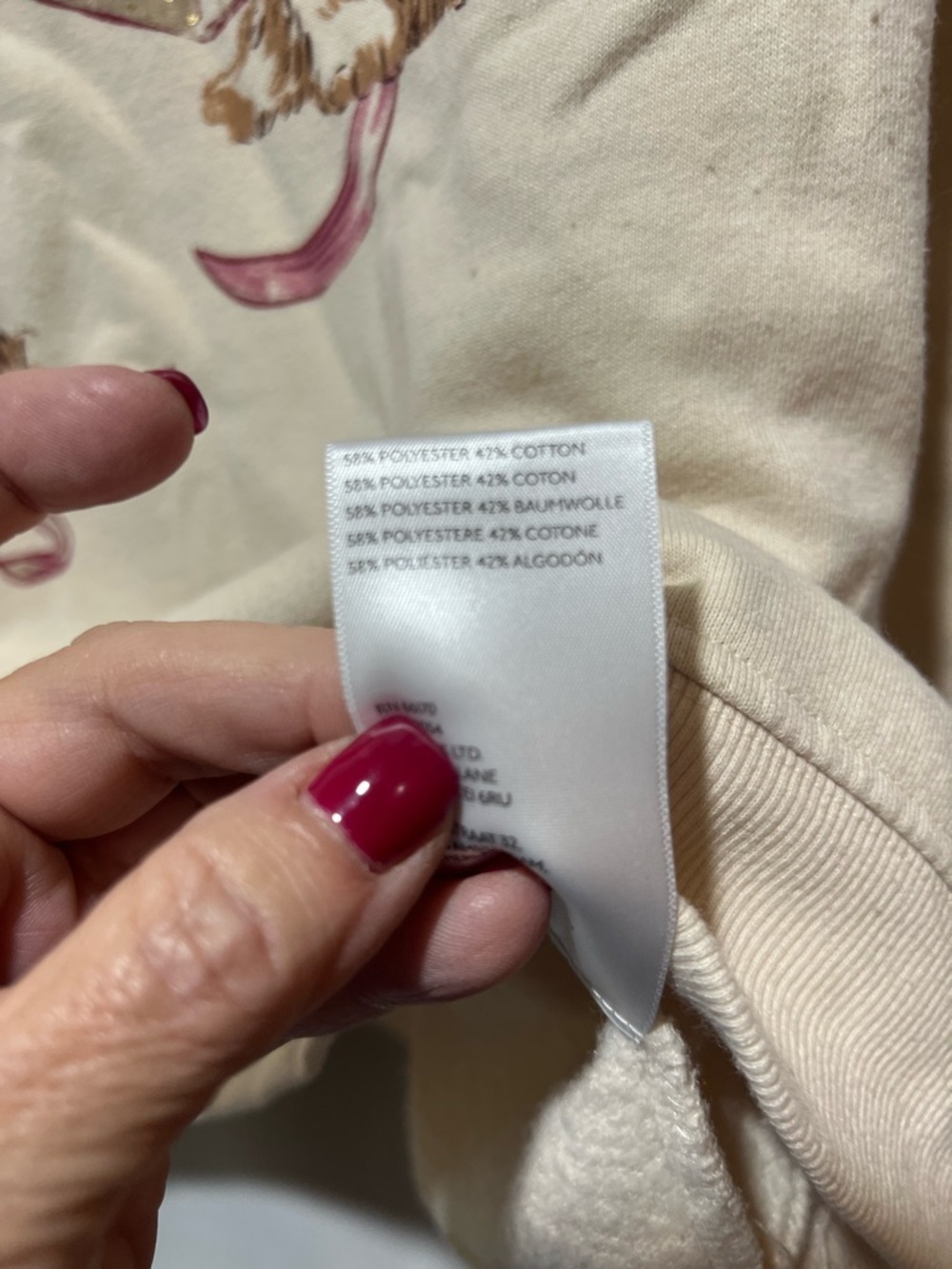 Maeve Anthropologie Sweatshirt Medium Cream Puppy Graphic Bow Gift Cozy - Picture 6 of 6